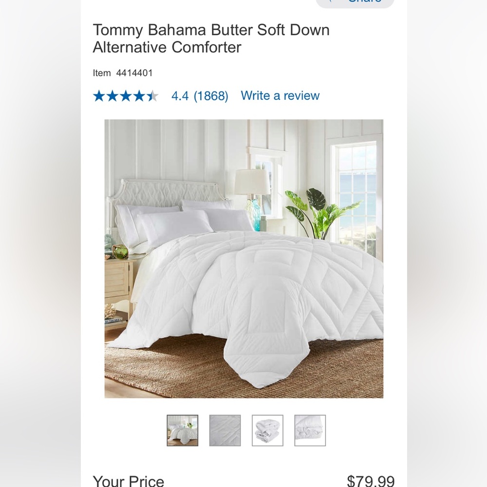 Tommy Bahama Butter Soft Down Alternative Comforter- Pebble Grey